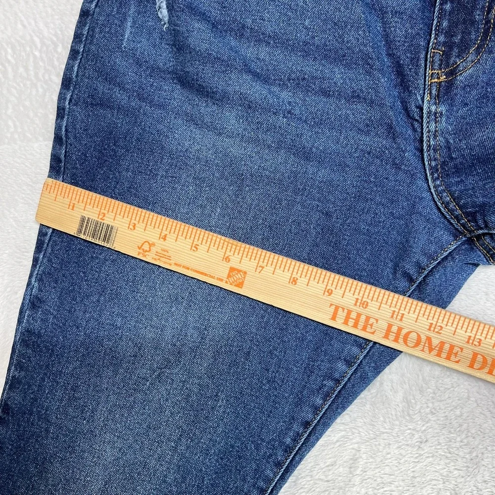 No Boundaries Bootcut Jeans Women's 17 Blue Denim Distressed Frayed Hem - 35X30